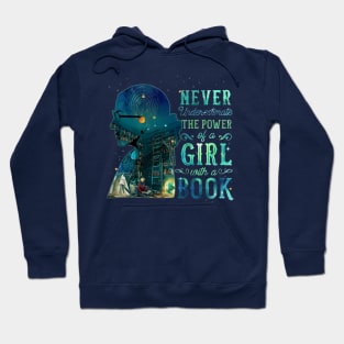 Never Underestimate The Power Girl With A Book Hoodie